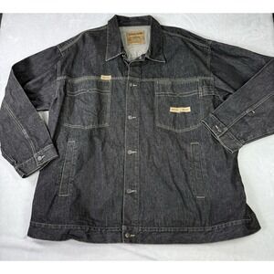 Hip Hop Y2K Rap Baggy Trucker Denim Jacket Size‎ Mens 2XL Utility 5 Pockets NEW